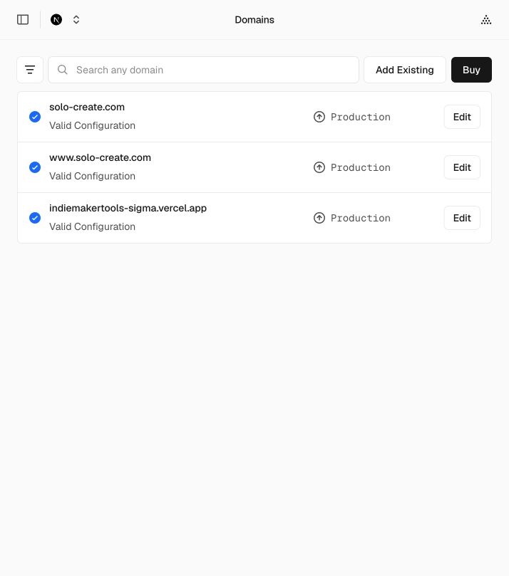 Vercel Domains 配置页面