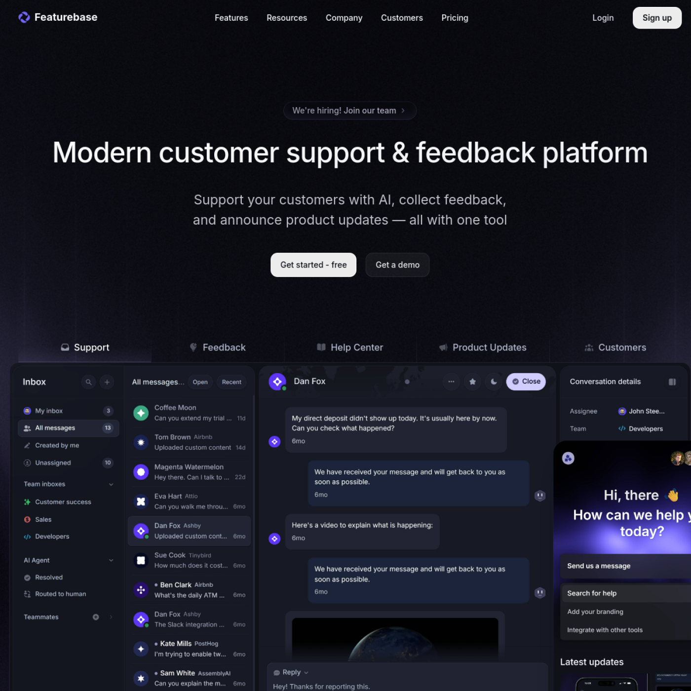 Featurebase 官网截图