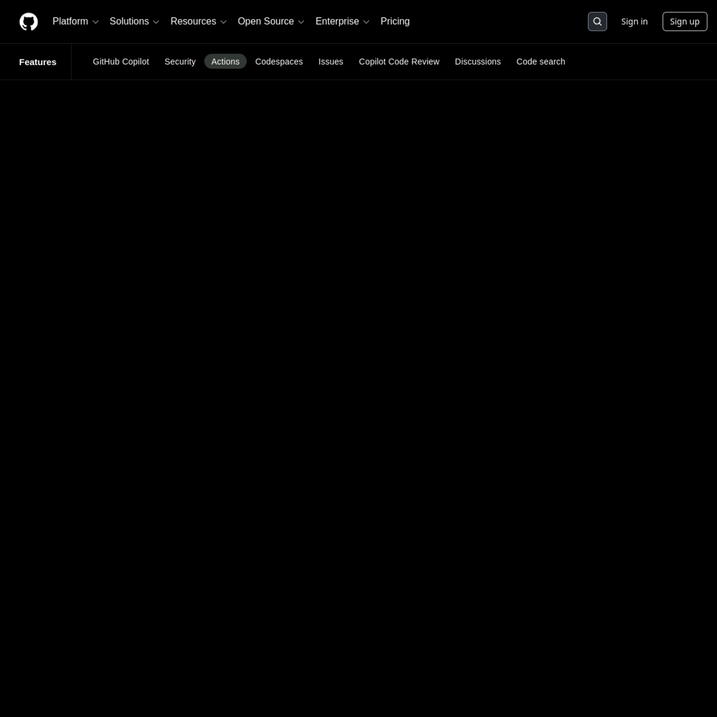 GitHub Actions 官网截图